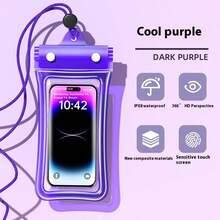 夜光防水手机袋，触摸屏，面部解锁，适合游泳，漂流，透明防水手机壳，触摸屏，带气垫，防水潜水壳，送货骑手必备，雨天骑行，非常适合夏天 - 彩色 - 查看 11