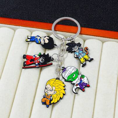 1pc Classic Cartoon Anime  Super Saiyan Cartoon Character Keychain, Fashionable And Personalized ,  IV Decorative Pendant Suitable For Daily Wear Or As A Gift School Bag Lanyards With Id Holder Car Accessories Bag Charms