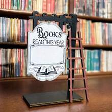 1pc Wooden Mini Decoration Sign "Books I Read This Year", Suitable For Desk Decor, Vintage Farmhouse Style Bookshelf Counter Sign, Teacher Or Home Library Decor Gift - Multicolor - View 2
