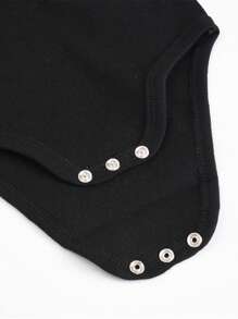 3pcs Baby Boys Black Bodysuit Long Sleeve Set, Suitable For Spring And Autumn