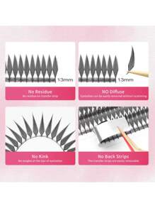 XIUSUZAKI 12 ROWS Comic Spire Eyelashes Automatic Flowering Premade Fans Eyelashes Extensions Individual Volume False Lashes Cosplay - Black - View 5
