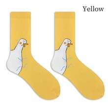 Cartoon Goose Head Crew Socks, Unisex Versatile Casual Socks For Indoor, Outdoor, And Performance Wear