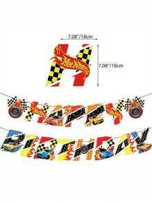 Hot Wheels 17/10PCS Hot Wheels Theme Balloons Party Decor, Full Set Birthday Banner & Assorted Racing Car Balloons For Teens Birthday Event