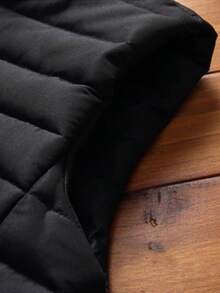 2 件男士背心和裤子套装，时尚休闲棉质背心，配有松紧腰带和卷边羊毛裤，运动服套装，秋冬装 - 黑色 - 查看 4