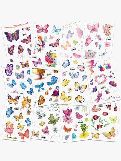 2/3/6/10pcs Colorful Butterfly Temporary Tattoos, Waterproof Long-Lasting Vivid Realistic Design, Easy To Use For Girl And Girls, Ideal For Parties, Festivals, And Casual Outfits , Back To School Gifts