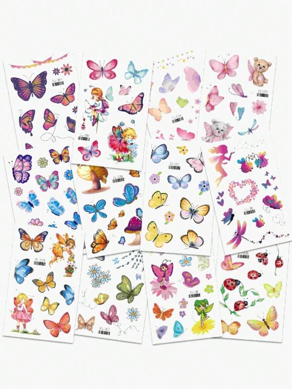 2/3/6/10 pièces Tatouages temporaires de papillons colorés, design réaliste vif et durable, facile à utiliser pour les filles, idéal pour les fêtes, les festivals et les tenues décontractées, cadeaux de rentrée scolaire