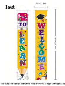 Juego de carteles de bienvenida para el regreso a la escuela, suministros para fiestas de jardín de infancia, preescolar, escuela primaria, secundaria y aula. Decoraciones de banner de bienvenida al regreso a la escuela, listo para aprender, primer día de clases. Carteles y banners decorativos para puertas y entradas, interior y exterior. - Multicolor - Ver 6