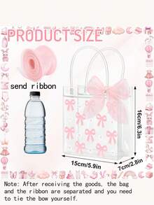 Set de 4/8 bolsas de regalo con decoración de lazos rosas para fiestas, cada una con asa, lazo rosa, nudo y flor margarita. Bolsas para obsequios de fiestas de cumpleaños, baby shower, día de la madre, bodas, etc. Suministros reutilizables para manualidades y decoración de fiestas (Navidad, graduación, despedida de soltera).