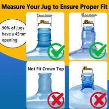 3 And 5 Gallon Jug Cap Reusable,Silicone Gallon Caps 55mm Bottle And Dispensers,Non-Spill 5 Gal Jug Cap Cover, Patented(3 Pack)