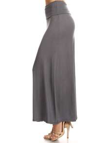 Chic Comfortable High Waisted Maxi Skirt Flowing A Line Design For Everyday Elegance - Charcoal - View 2