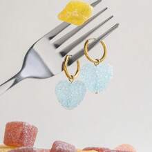 Uworld Women's Sweet Candy Gummy Earrings Colorful Heart Starry Fashion Jewelry 18K Gold-Plated Stainless Steel For Daily Party
