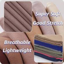 Lenço de cabeça feminino preto em malha elástica, leve e respirável, de cor sólida, longo, ideal para primavera/verão. - cor sólida - Ver 9