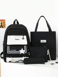 A Backpack Allows You To Carry Your Daily Necessities With You. Different Styles And Characteristics Can Be Displayed On Different Occasions. This Is A Four-Piece Backpack With A Complex Design. This Shoulder Can Be Carried, Shoulder, One Shoulder, Multi-Pocket Multi-Functional, With A Pen Bag, Tutoring Bag, And Cross-Body Strap