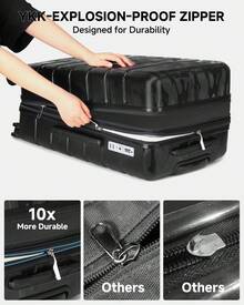 SOMAGO Expandable 2 Piece Luggage Sets  With Water Resistant Backpack, Camouflage Pattern Scratch-Resistant 24/28 Inch Hardside Lightweight Large Suitcases With Brakeable And Shock-Absorbing Spinner Wheels, 100% New RPO Material Checked Suitcase With TSA Lock YKK Zippers - màu đen - Xem 4