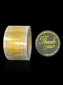 500pcs/Roll Transparent Foil "Thank You" Sticker Roll, 1inch Round Transparent Gift Card, Wedding/Holiday Gift Envelope Card DIY Decorations, Shiny Seal PVC Sticker Labels - Multicolor - View 4