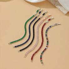 Brazalete de circonita de colores - Joyería elegante y brillante | Brazalete de joyería diaria | Regalo de otoño | Brazalete de mujer | Regalo de joyería para mujer/Regalo de cumpleaños/Joyería de San Valentín/Regalo de Navidad | Suministros para fiestas/Recuerdos/Regalo de graduación