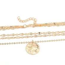 Hegaze 1pc Fashionable Minimalist Embossed Metal Multi-Layer Necklace - Yellow Gold - View 4