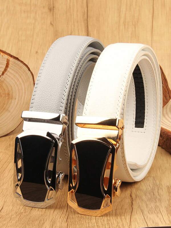 3.5cm Wide Automatic Buckle Arrow Design Men's Casual Belt, Suitable For Various Occasions, Holiday Gifts, Geometric Pattern, PU Leather, All Season