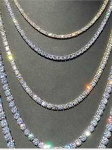 1pc Fashionable Luxury Sparkling Rhinestone Tennis Necklace, Unisex, Christmas & New Year Gift
