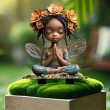 2D Bohemian African American Fairy Wishing Acrylic Garden Stake, 11.8"X 8.3" Multi-Purpose Outdoor Decor, Waterproof Sunproof, Suitable For Yard And Potted Plants, Ideal Gift