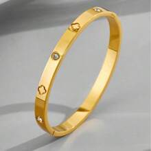 Conjunto de pulseira e bracelete de aço inoxidável de alta qualidade com zircônia e flor, estilo vintage, adequado para uso diário, dia dos namorados, mãe, dia das mães, presente