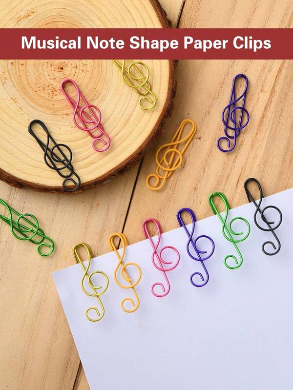 Colors Mixed Metal Music Notes Paper Clips - Decorative Office School Desk Accessories For Notebook Bookmarks School Supplies, Back To School