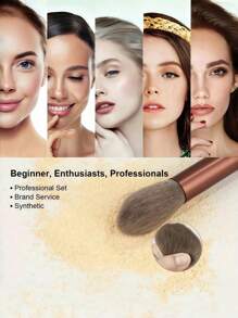 13pcs Professional Facial Makeup Brush Set Bevel&Taper Foundation Brush Contour Brush Blush Brush Powder Brush Eyeshadow Brush Concealer Brush Highlight Brush Smudge Brush + 2pcs Brown Makeup Sponges, Eye Shadow, Foundation, BB Cream, Concealer Makeup Brushes, Soft All-In-One Makeup Tools For Women,Easy To Carrying,Set For Travel,Gift For Women&Girls Random Color