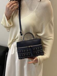 2025新款女士小巧手提包，时尚单肩斜挎包，女士迷你水桶包 - 藍色 - 查看 6