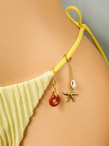 AVYRING 1Pc Bikini Jewelry Stainless Steel Girl Set Striking Accent Shimmery Pieces Pearlescent Shell Memento Waterproof Bikini Jewelry Party Gift - Multicolor - View 3