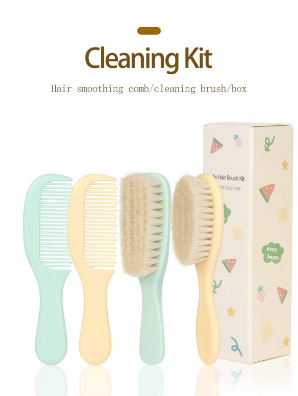 3PCS Home Hairdressing Comb And Brush Set, Comb, Brush And Box, Yellow/Blue, Hairdressing Tools, Suitable For Hair Styling/Beard Care, Essential Gifts For Travel