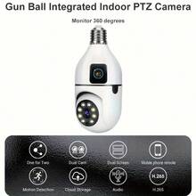 3MP 高清智能灯泡式安全摄像头、灯泡摄像头、双镜头监控圆形摄像头、宠物狗摄像头、360° 可旋转/可倾斜全景网络摄像头、2.4G/5G WiFi 婴儿监视器，具有自动跟踪、远程访问、双向音频、AI 人脸检测、录音