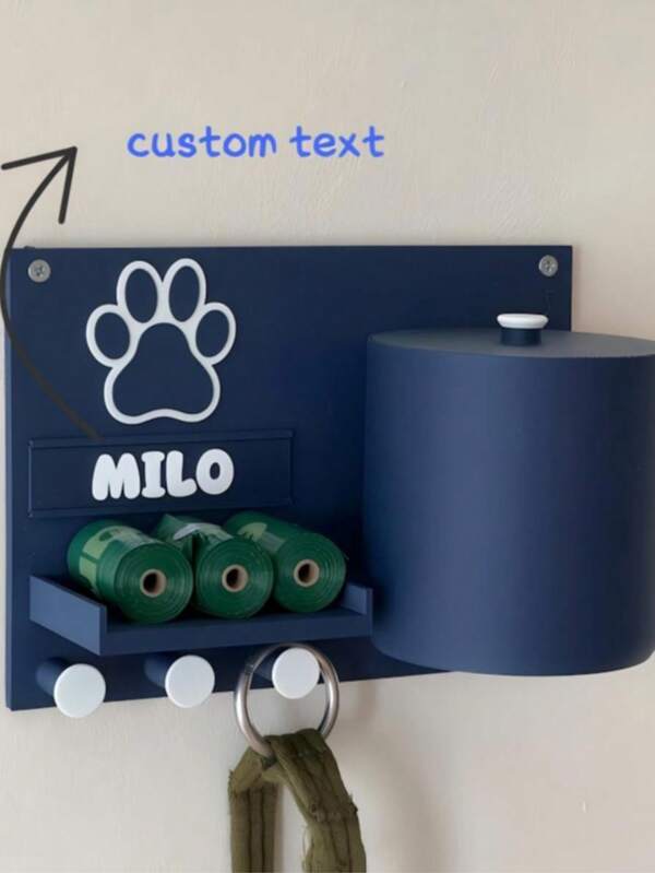 [Multi-Function Customization] Dog Grooming Station For Going Out - Wall-Mounted Dog Walking Storage System | Contains Snack Jar + Poop Bag Holder + Leash Hook | Can Be Engraved With Your Dog's Name | Pet Supplies For The Entrance/Foyer | Integrated Storage Saves Space