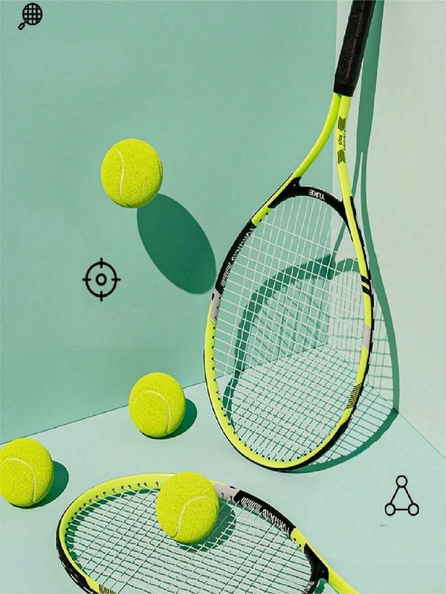 1 Ultra-Light Aluminum Tennis Racket; 1 Ball Bag, Aluminum Racket, Ultra-Light And Durable, Large Racket Design, Easy To Hit, Suitable For Beginners And Daily Entertainment, Suitable For Leisure Training, Family Entertainment And Social Sports-Outdoor Sports - Green - View 1