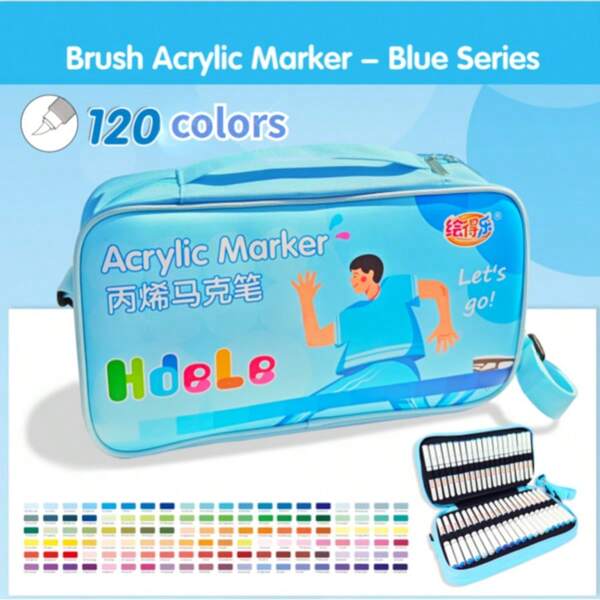 8/24/120 Multi-Color Fashionable Acrylic Marker Pen Set, Bright Colors, Creative Soft Head, Strong Covering Power, Overlapping Colors, Suitable For Handwriting, Posters, Painting, DIY Graffiti, Creative Projects, Party Decorations, School And Art Supplies., School Supplies,Back To School