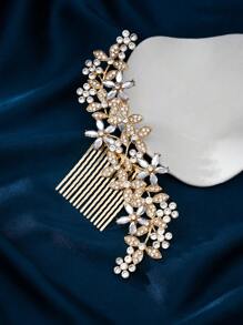 1 Stück elegante Krone in Goldfarbe, Haarreif-Krone für Frauen, geeignet für europäische/amerikanische Tanzpartys, Geburtstage, Hochzeiten, Fotoshootings, Legierungs-Strass Braut-Kronen-Accessoire