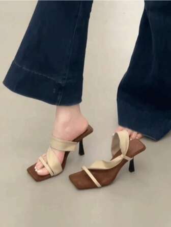 2025 New Beige French Fashion Basic Elegant Elegant Bow Knot High Heels, Elegant Simple Basic Women's Summer Sandals, Suitable For Party Valentine's Day Gifts, Go Out To Wear