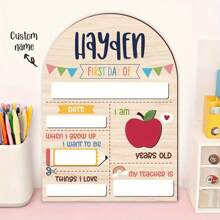 1pc, Customizable Back To School Decoration Board With Name, First Day Of School Date, Student Return Sign, First Day Clock, Apple, Colored Pencils, Flags, Scissors Design Wooden Back To School Gift, Back To School Season