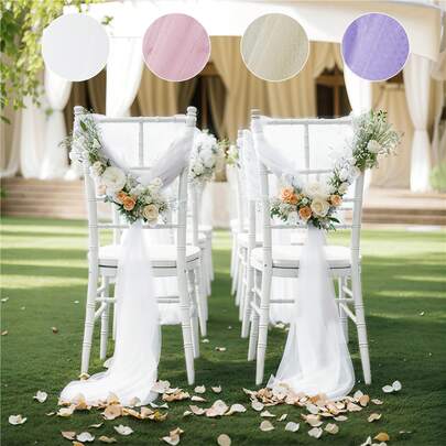 4个/6个/10个纯色DIY薄纱椅背蝴蝶结，适用于各种宴会和聚会，装饰椅子，增添节日气氛