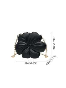 奢华闪亮 ABS 材质花形迷你手拿包手提包扣金属珠链单肩包女士派对迷人礼物，适合约会、购物、外出、通勤、日常搭配、时尚小众设计、女包、情人节礼物 - 黑色 - 查看 10