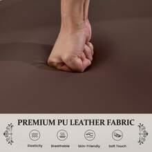 Fumahaus Beige Wooden Dining Chairs Set Of 2, Modern Linen Upholstered Kitchen Chair With Solid Oak Legs, Garden Style Side Chair For Dining Room Home Office - 貓爪皮/棕色 - 查看 5