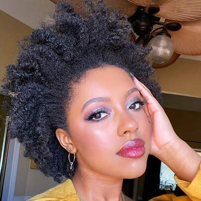 13x4 Lace Frontal Afro Kinky Curly Human Hair Wig For Women With 180% Density Short Curly Wave Human Hair Wig Fluffy & Soft Human Hair Wig