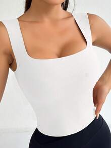 NcmRyu 1 件女式罗纹肩带设计性感运动吊带背心