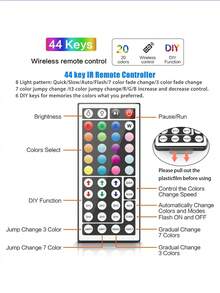LED灯带，低压耐用，华丽多色灯带，明亮不刺眼的灯泡，适用于卧室，室内外照明装饰，书桌背景氛围灯，DIY设计，带44键控制器，适用于游戏室，卧室，客厅装饰 - 彩色 - 查看 6