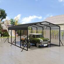 VA-Cerulean Outdoor-Autowagen-Garage | 12 x 20 Fuß (600 x 370 x 260 cm) | Metall-Carport schwarz | Robuste Outdoor-Autounterstellung | Sonnenschutz mit verzinktem Metalldach, geeignet für Campingzelte für Autos und Boote - Schwarz - Übersicht 1