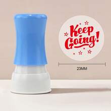 1 个随机颜色圆形教师表扬印章 - 耐用塑料课堂评分和鼓励印章，可定制学生反馈，教师办公用品，快乐设计印台 | 易于使用，教师感谢礼物，学校用品，返校