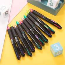 Paquete de 24 bolígrafos de punta de bola de 0.7mm de 4 colores, bolígrafos de gel retráctiles multicolor 4 en 1 como regalo para estudiantes, maestros, personal de oficina, enfermeras, fiestas y celebraciones - Negro - Ver 3