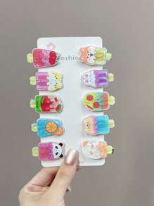 10pcs Popsicle & Fruit Decor Hair Clip Cute