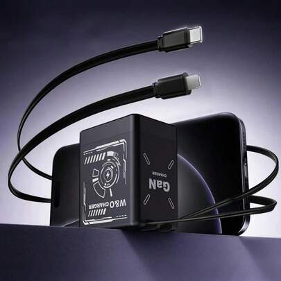 W&O 65W SuperGaN 3-In-1 Fast Charger – Portable, Stylish, And Perfect For Travel Featuring A Compact And Lightweight Design, This 65W SuperGaN Fast Charger Integrates A Type-C Port And A Built-In Lightning Connector, Supporting 3-In-1 Multi-Device Charging. It Is Compatible With S25/S24 Ultra, Mobile Phone 16/15 Plus/Pro Max, IPads, And Other Tablets. Whether For Business Trips Or Everyday Use, It Delivers Efficient And Good Charging. With Its Sleek And Minimalist Design, It Is The Ideal Choice For Users With Multiple Devices