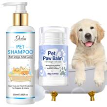 2 pièces Ensemble de Shampooing pour Chien et Crème pour Coussinets | Purement Naturel, Crème Apaisante à Lécher Contenant de l'Huile de Noix de Coco et du Beurre de Karité | Crème Hydratante pour Coussinets et Baume pour le Nez, Spécialement Conçus pour les Coussinets et Nez Secs et Gercés