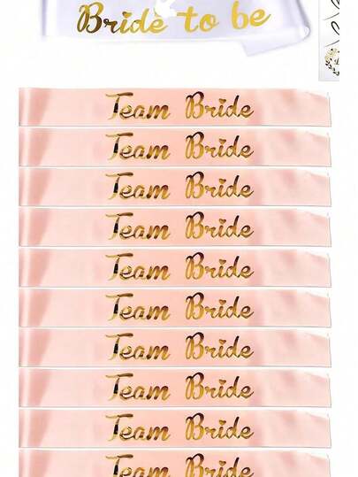 11 Pcs Hen Do Accessories (1 Bride Sash + 10 Hen Party Bridesmaid Sashes)
